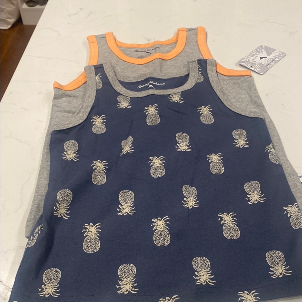 Tommy Bahama Pineapple Print Kids Tank Top - Blue and Gray